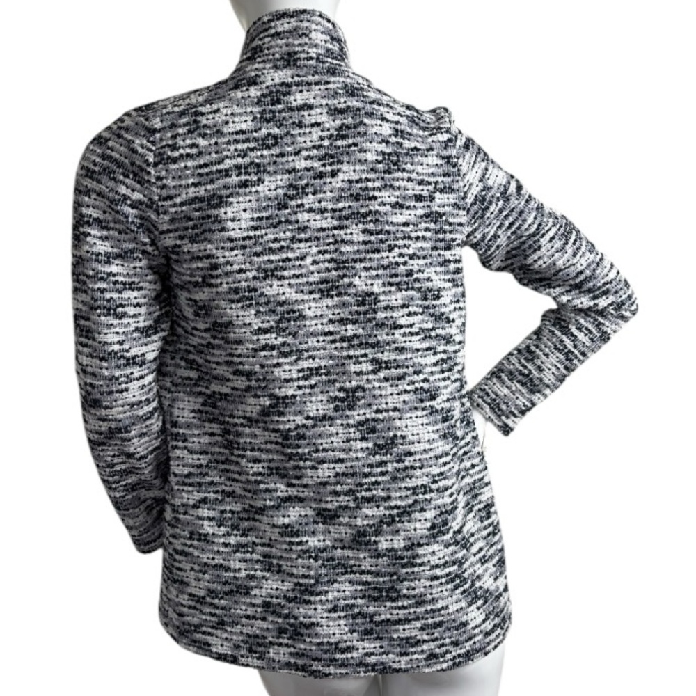 Vince Camuto Navy grey White Waterfall draped Front Long Sleeve jacket Sweater S - Picture 6 of 15